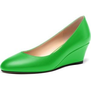 Women's Pumps Wedge Pumps Low Heel Round Toe Slip On Matte Womens Shoes 2 Inch,